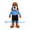Dog Mascot Costume in Brown with Blue Shirt Black Shorts and Aviator Hat