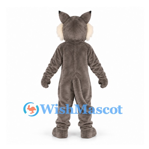 Wolf Mascot Costume in Gray with Cream Chest and Red Nose