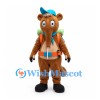 Anteater Mascot Costume in Brown with Orange Backpack and Blue Cap