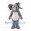 Elephant Mascot Costume in Gray with White Belly and Red Bow