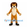 Lion Mascot Costume in Gold with Brown Mane and Black Sneakers