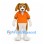 Dog Mascot Costume in White and Brown with Orange Polo Shirt