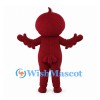 Bird Mascot Costume in Burgundy with White Belly and Yellow Beak
