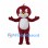 Bird Mascot Costume in Burgundy with White Belly and Yellow Beak