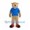 Bear Mascot Costume in Tan with Blue Shirt and Red Shoes