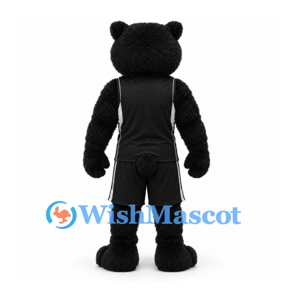 Bear Mascot Costume in Black with Black Sports Uniform
