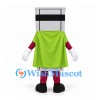 Cabinet Superhero Mascot Costume in Silver with Green Cape and Eye Mask