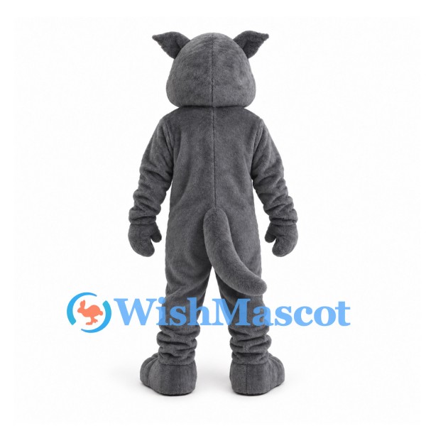 Cat Mascot Costume in Gray with White Belly and Red Tongue