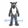 Cat Mascot Costume in Gray with White Belly and Red Tongue