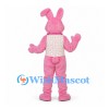 Rabbit Mascot Costume in Pink with Cream Vest and Bow Tie