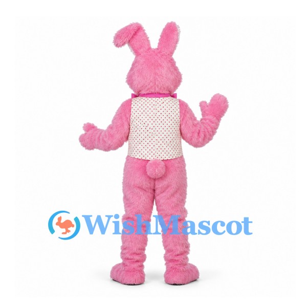 Rabbit Mascot Costume in Pink with Cream Vest and Bow Tie