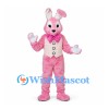 Rabbit Mascot Costume in Pink with Cream Vest and Bow Tie