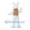 Rabbit Mascot Costume in White with Multicolor Checkered Vest