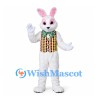 Rabbit Mascot Costume in White with Multicolor Checkered Vest