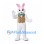 Rabbit Mascot Costume in White with Multicolor Checkered Vest