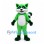 Raccoon Mascot Costume in Green with White Belly and Striped Tail
