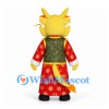 Dragon Mascot Costume in Yellow with Red and Gold Robe and Green Vest