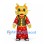 Dragon Mascot Costume in Yellow with Red and Gold Robe and Green Vest