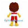 Lion Mascot Costume in Yellow with Red and White Sports Uniform