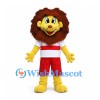 Lion Mascot Costume in Yellow with Red and White Sports Uniform