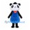 Panda Mascot Costume with Blue Apron Black Hat and Orange Scarf