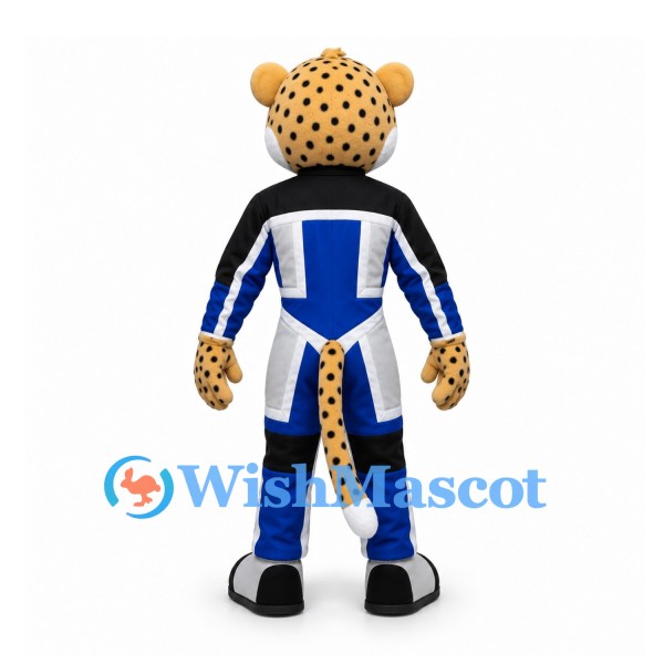 Leopard Mascot Costume in Blue Black and White Sports Suit