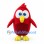 Bird Mascot Costume in Red with Large Eyes and Rounded Body