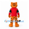 Tiger Mascot Costume in Orange with Red and Green Sports Shirt