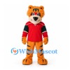 Tiger Mascot Costume in Orange with Red and Green Sports Shirt
