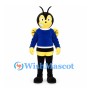 Bee Mascot Costume in Black and Yellow with Blue Shirt