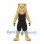Lion Mascot Costume in Cream with Long Mane and Black Sports Uniform