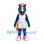 Horse Mascot Costume in Blue with Braided Yellow Mane and White Sports Uniform