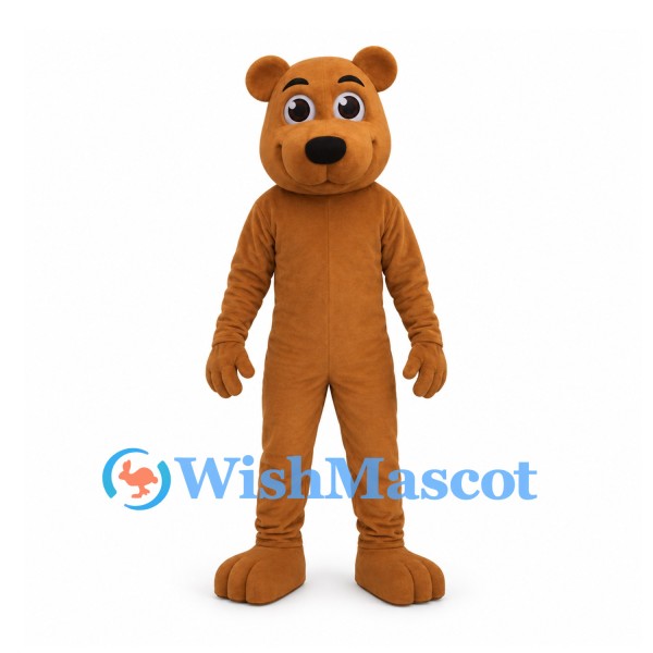 Bear Mascot Costume in Brown with Small Rounded Ears