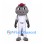 Hippo Mascot Costume in Gray with White Baseball Uniform and Red Cap