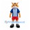 Cat Mascot Costume in Orange with Blue Striped Shirt and Red Shorts