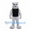 Bulldog Mascot Costume in Gray with Muscular Arms and Black Shirt