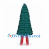 Christmas Tree Mascot Costume in Dark Green with Layered Fringe and Red Legs