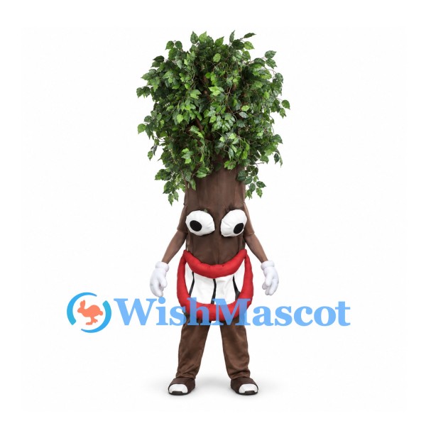 Tree Mascot Costume with Brown Trunk and Full Green Leaf Canopy