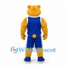 Bear Mascot Costume in Gold with Blue Basketball Uniform