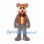 Mouse Mascot Costume in Gray with Brown Vest Glasses and Orange Hat