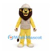 Lion Mascot Costume in Yellow with Safari Vest and Pith Helmet