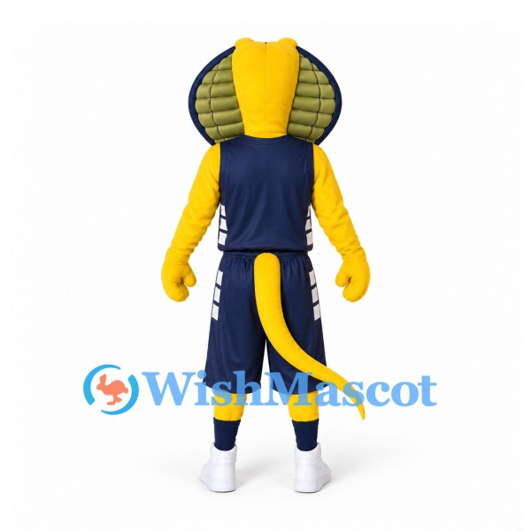 Cobra Mascot Costume in Yellow with Navy Sports Uniform