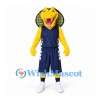 Cobra Mascot Costume in Yellow with Navy Sports Uniform