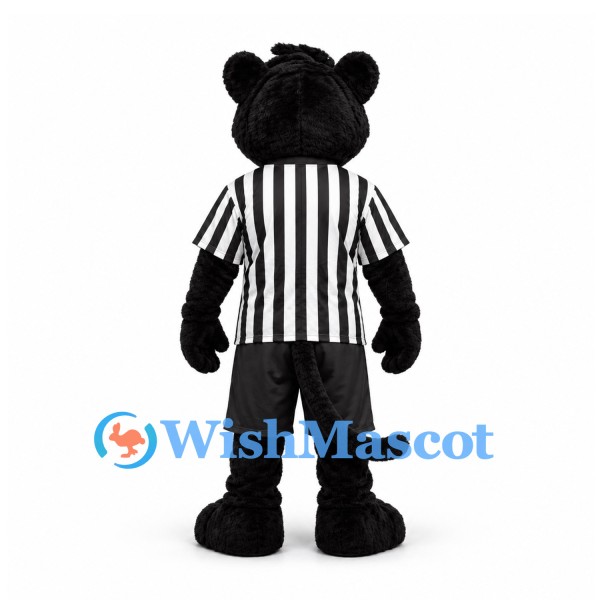 Panther Mascot Costume in Black with Referee Shirt