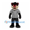 Panther Mascot Costume in Black with Referee Shirt