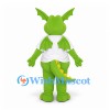 Dragon Mascot Costume in Lime Green with White Shirt and Yellow Belly