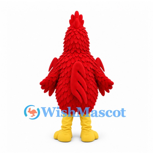 Bird Mascot Costume in Red with Layered Feather Panels