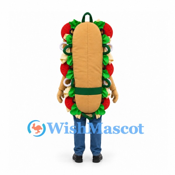 Sandwich Mascot Costume with Brown Bread Green Lettuce and Red Tomato Details