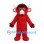 Bull Mascot Costume in Red with White Horns and Black Hair