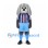 Dog Mascot Costume in Gray with Burgundy Striped Shirt and Blue Shorts